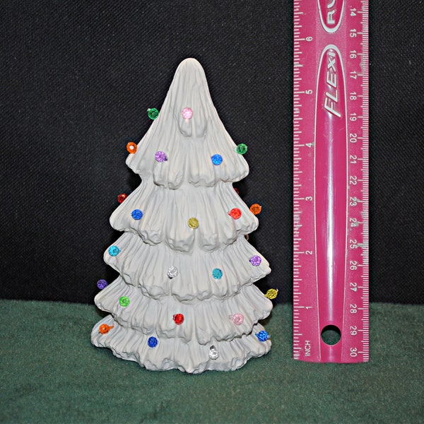 Small mantle tree with bulbs in ceramic bisque, unpainted ceramic, ready to paint