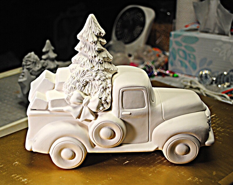 Tree and presents insert for vintage truck in ceramic bisque Etsy
