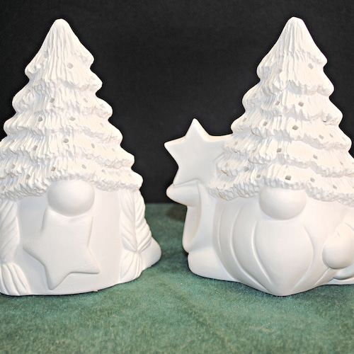 Ceramic Bisque Ready to Paint Popular Gnomes Wearing Christmas Etsy