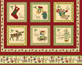 Christmas Fabric Panel - 12 Days of a Woodland Christmas