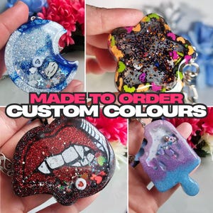 CUSTOM MADE | Shaker Bag Charm Keychain Keyring | Custom Colours Personalised