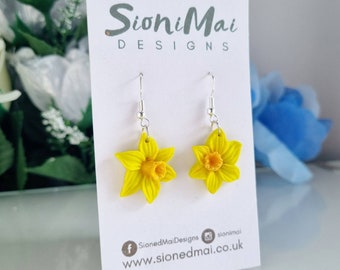 Cenin Pedr Daffodil Flower | Polymer Clay Earrings