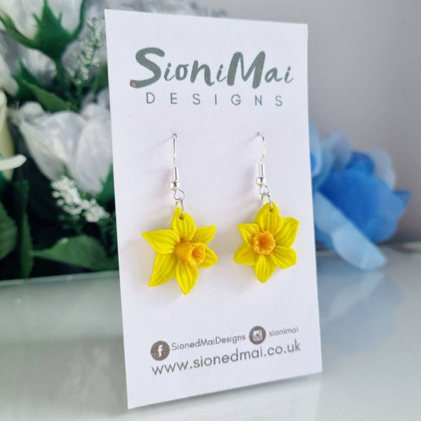 Cenin Pedr Daffodil Flower | Polymer Clay Earrings