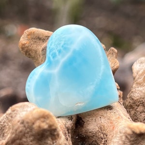 Larimar Heart Deep Blue Dolphin Stone  AAA+ : Peace / Love / Tranquility 54