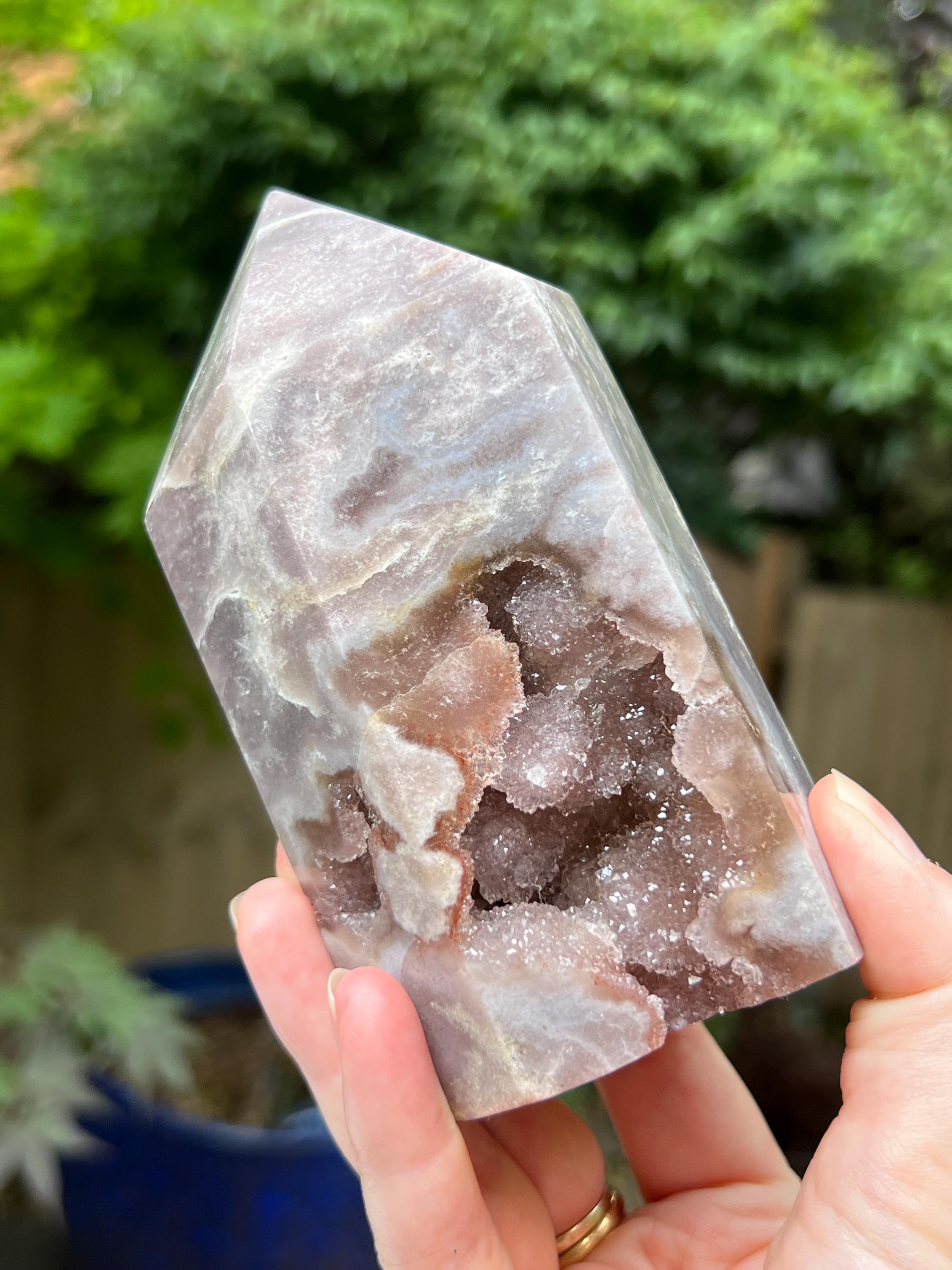 【花咲くピンクアメジスト】 ザクザク結晶ポイント／大型1372g✨レア 大型パタゴニアピンクアメジストクリスタルポイントタワー 623g AAA+