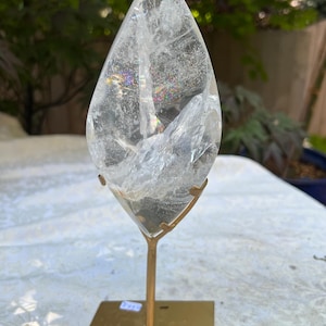Clear Quartz Crystal Double Terminated Flame on a Stand Brazilian AAA+ : Master Healer Clarity Rainbows 9 669g