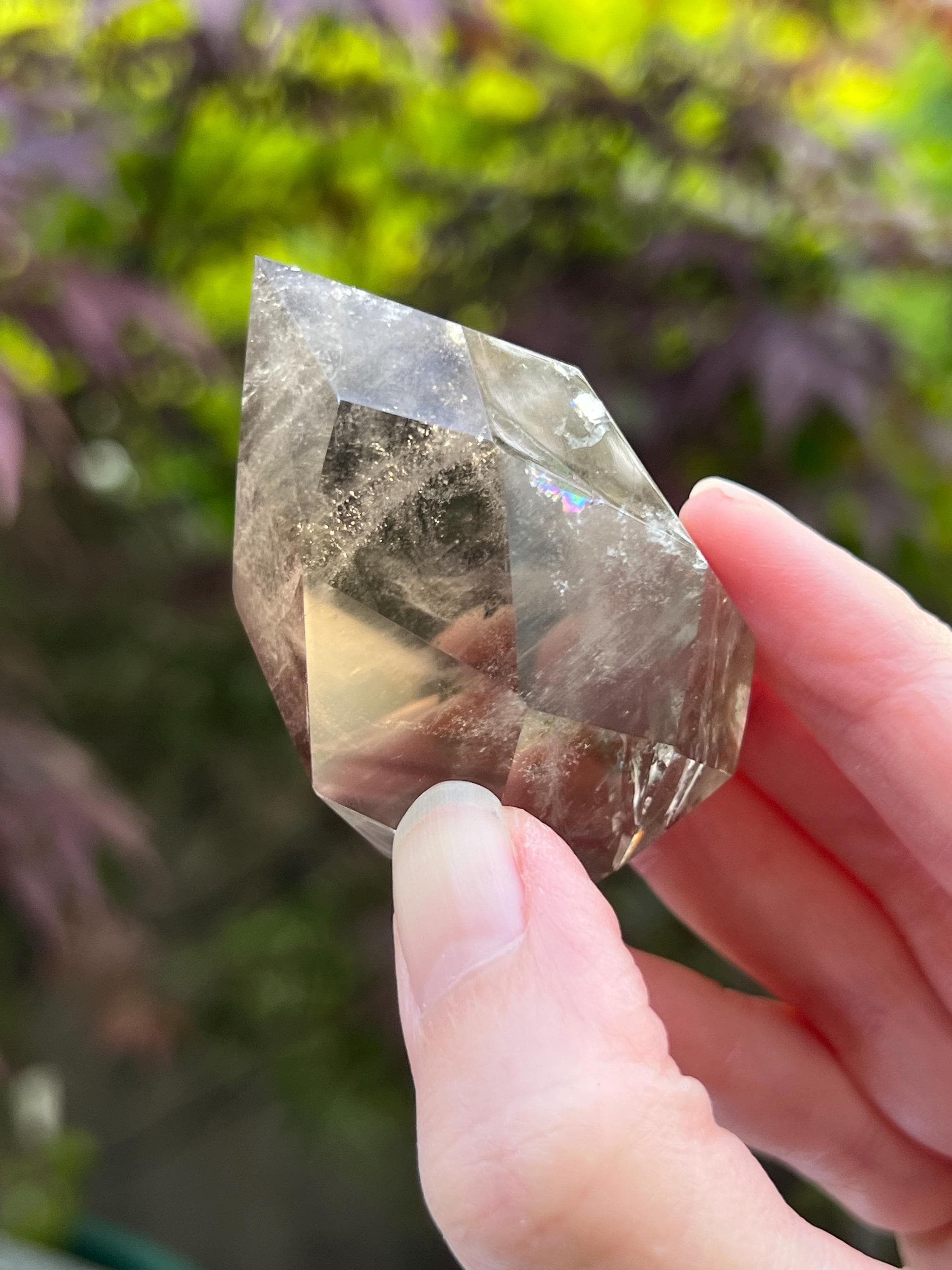 Brazilian Smoky Quartz Faceted Droplet Hand Faceted AAA+ Rainbows