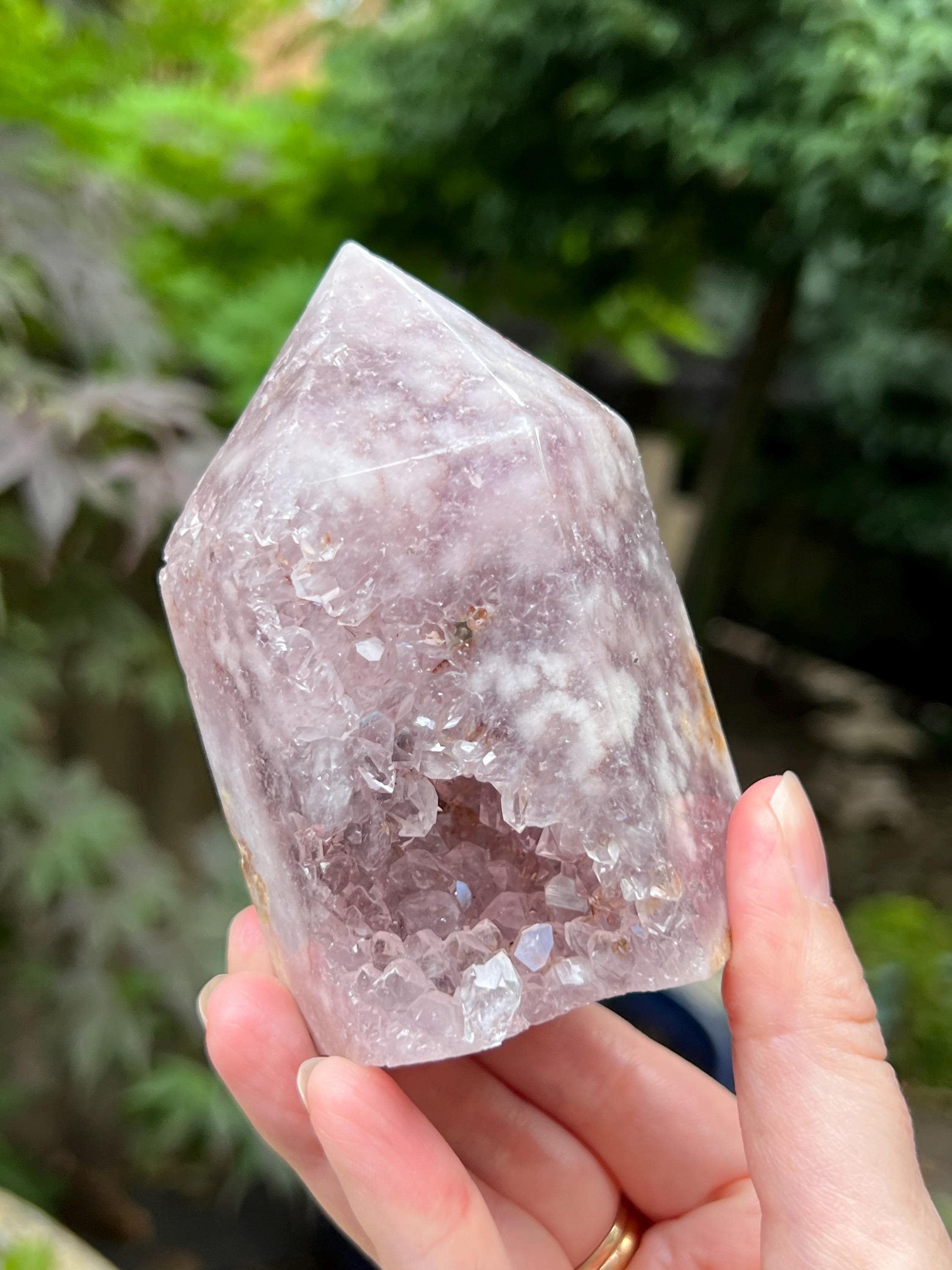 大型パタゴニアピンクアメジストクリスタルポイントタワー390g AAA+ 32
