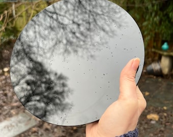Black Obsidian Scrying Mirror : Healing Stone for the Base Chakra / Powerful / Creative / Protective AAA+ 150mm with Stand