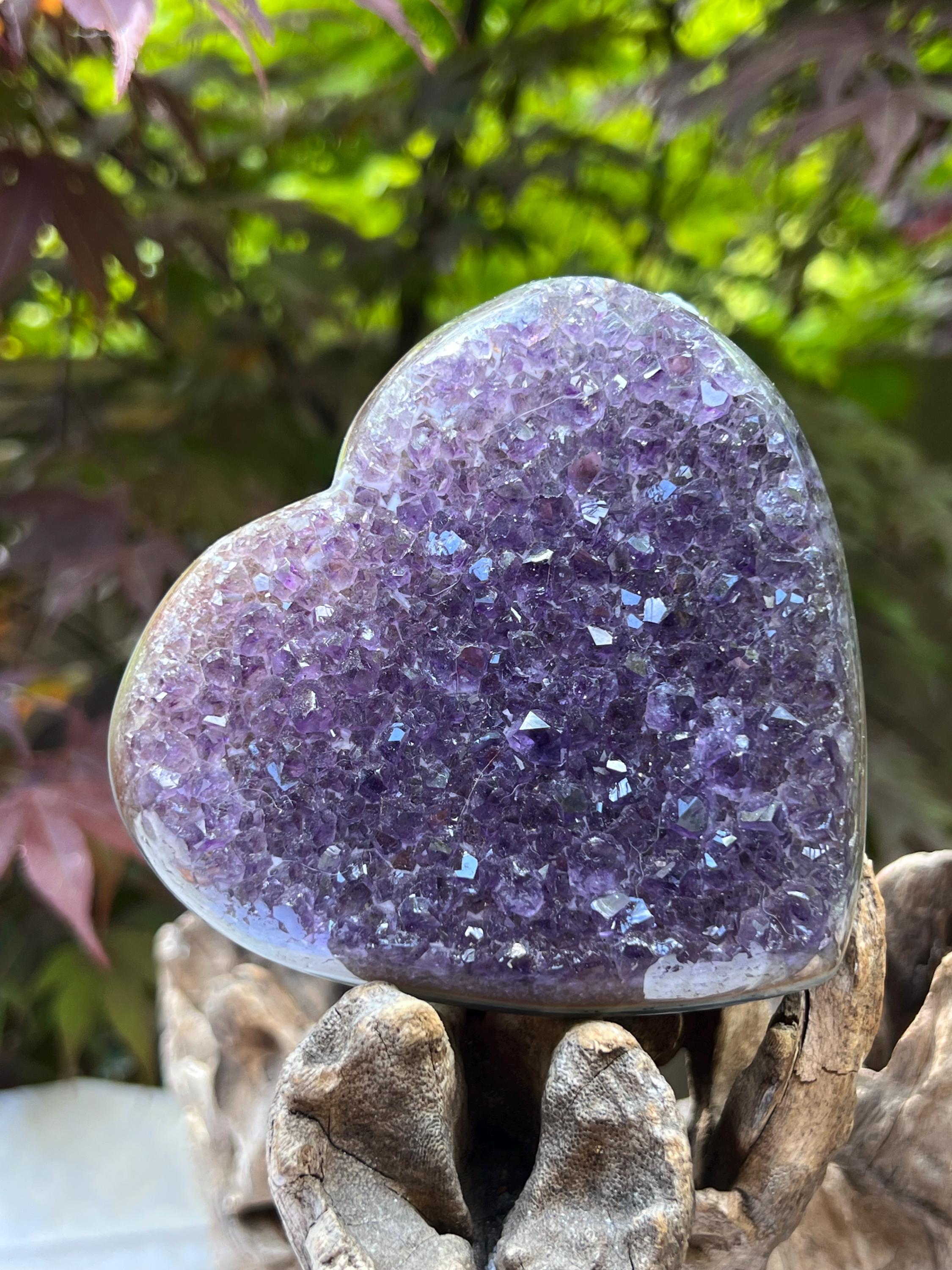 レインボーアメジスト ピンクパープルクラスター クリスタルハート