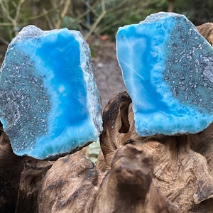 Large Larimar Double Matching Geode Dolphin Stone AAA+ : 2