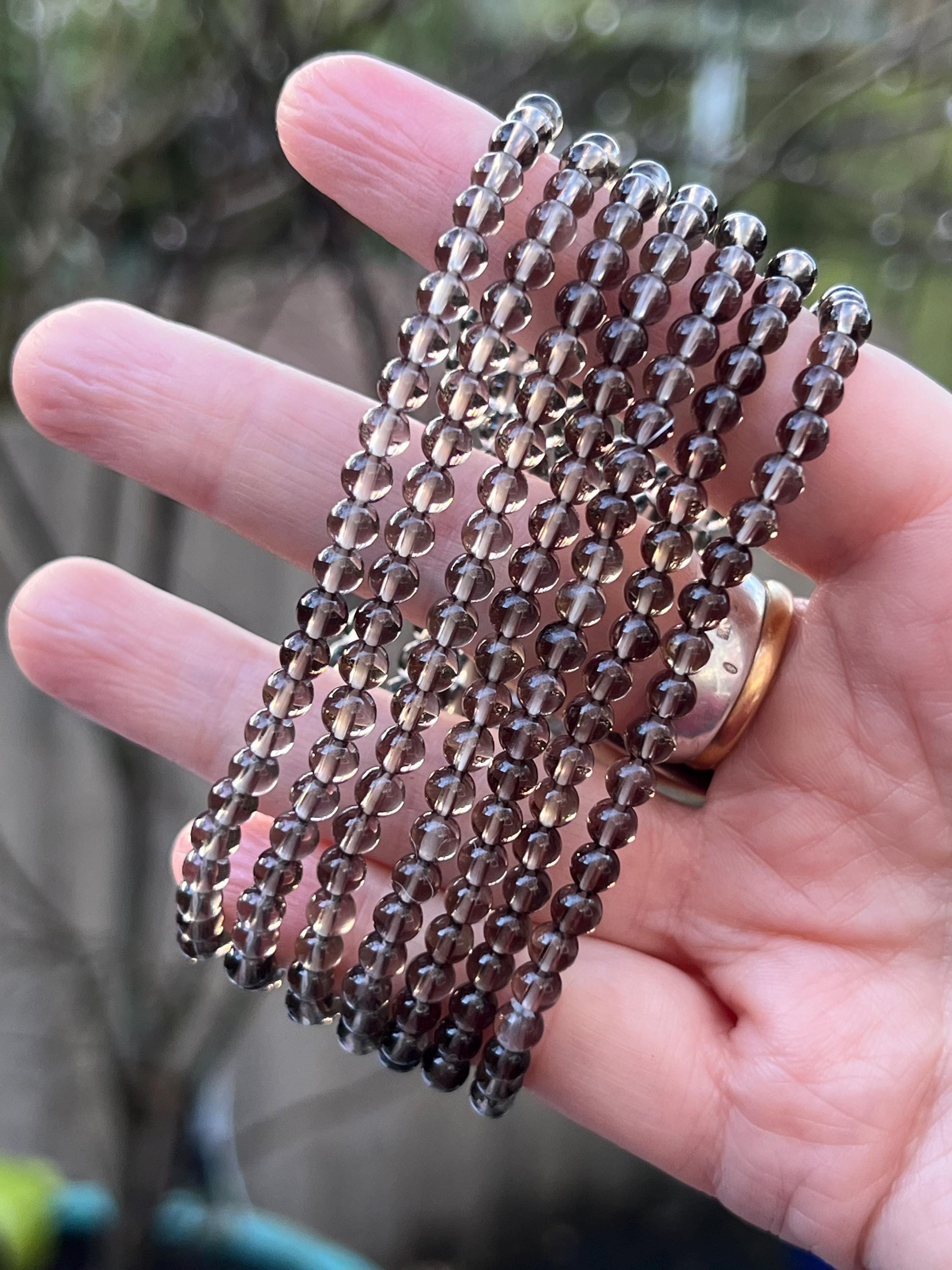 スモーキークォーツビーズブレスレット AAA+ 4 mm - Etsy 日本