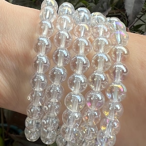 Opal / Angel Aura Quartz Beaded Crystal Bracelet 8mm AAA+
