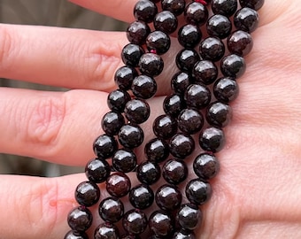 Garnet Crystal Beaded Bracelet 6mm