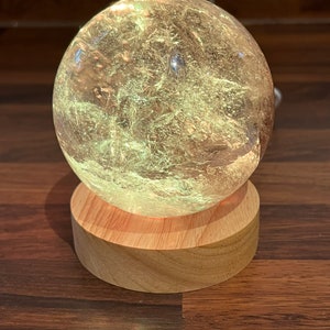 Light Up LED Crystal Holder Wooden - Light Changing