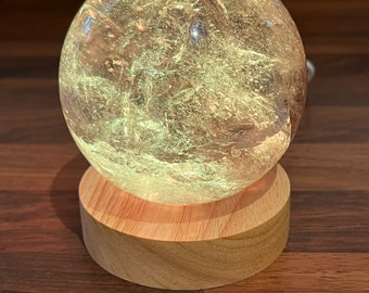 Light Up LED Crystal Holder Wooden - Light Changing