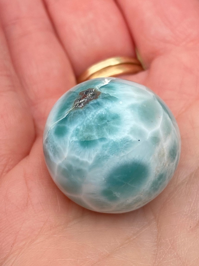 Peace Love Tranquility 50 Larimar Ball Deep Blue Dolphin Stone AAA