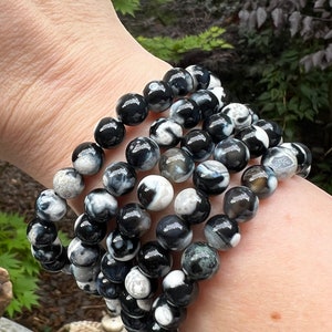 Orca Agate Crystal Beaded Bracelet 8mm