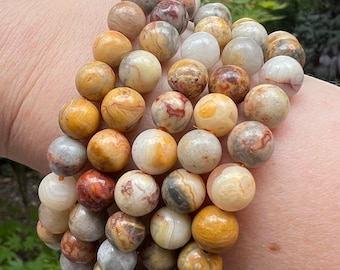 Crazy Lace Agate Crystal Beaded Bracelet 8mm AAA+