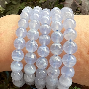 Blue Lace Agate Beaded Crystal Bracelet 8mm  AAA+