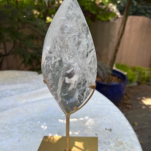 Clear Quartz Crystal Double Terminated Flame on a Stand Brazilian AAA+ : Master Healer Clarity Rainbows 7 1063g