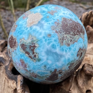Larimar Ball Deep Blue Dolphin Stone  AAA+ : Peace / Love / Tranquility 1620g 103mm