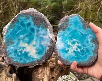 Large Larimar Double Matching Geode Dolphin Stone AAA+ : 3013g