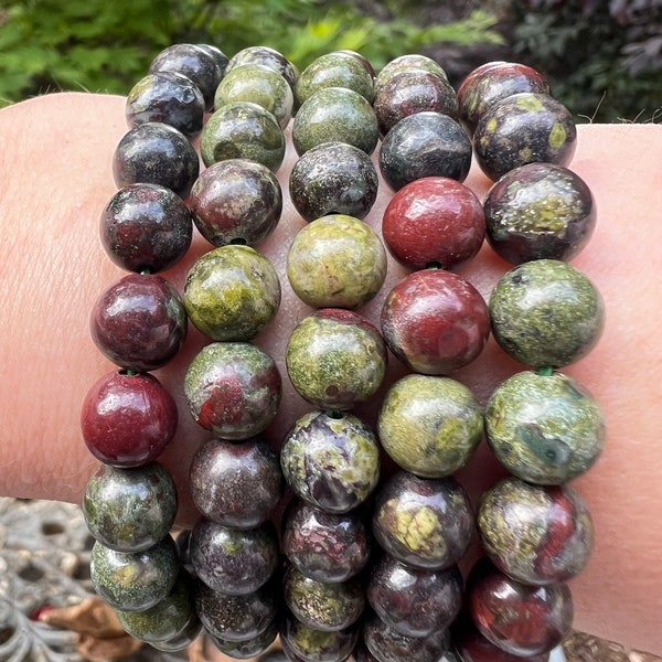 Dragon Blood Stone / Bloodstone Crystal Beaded Bracelet 8mm