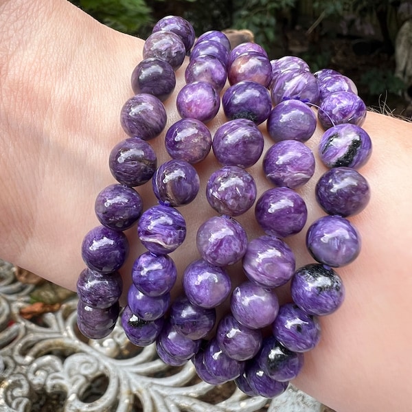 Charoite Crystal Beaded Bracelet 8mm AAA+ : Unconditional Love / Transformation