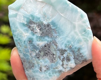 Large Larimar Slice Slab Dolphin Stone AAA+ : Peace / Love