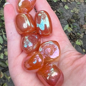 Tangerine Aura Quartz Tumblestone AAA+