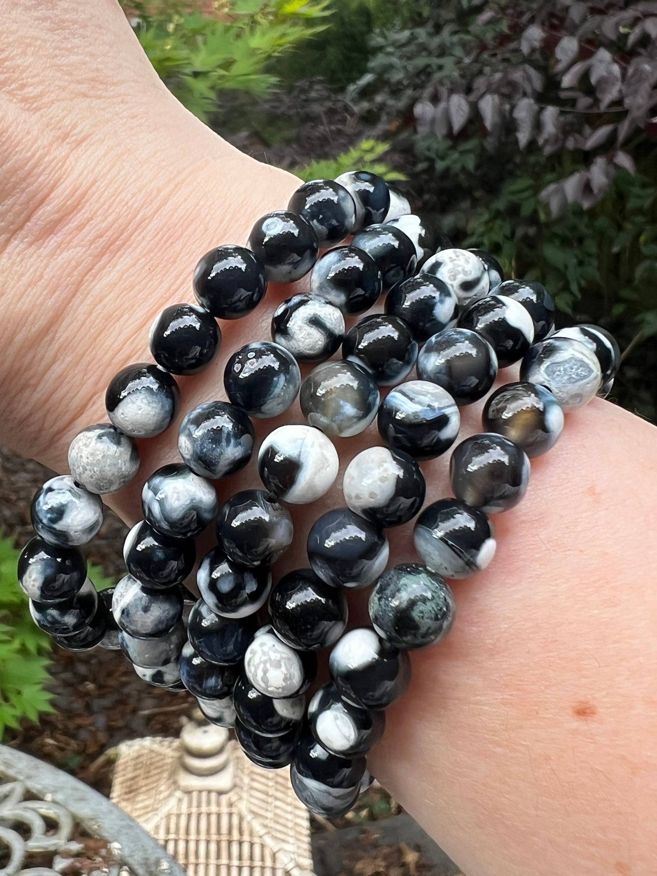 オルカアゲートクリスタルビーズブレスレット 8mm - Etsy 日本