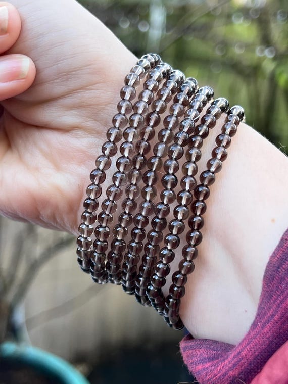 スモーキークォーツビーズブレスレット AAA+ 4 mm - Etsy 日本