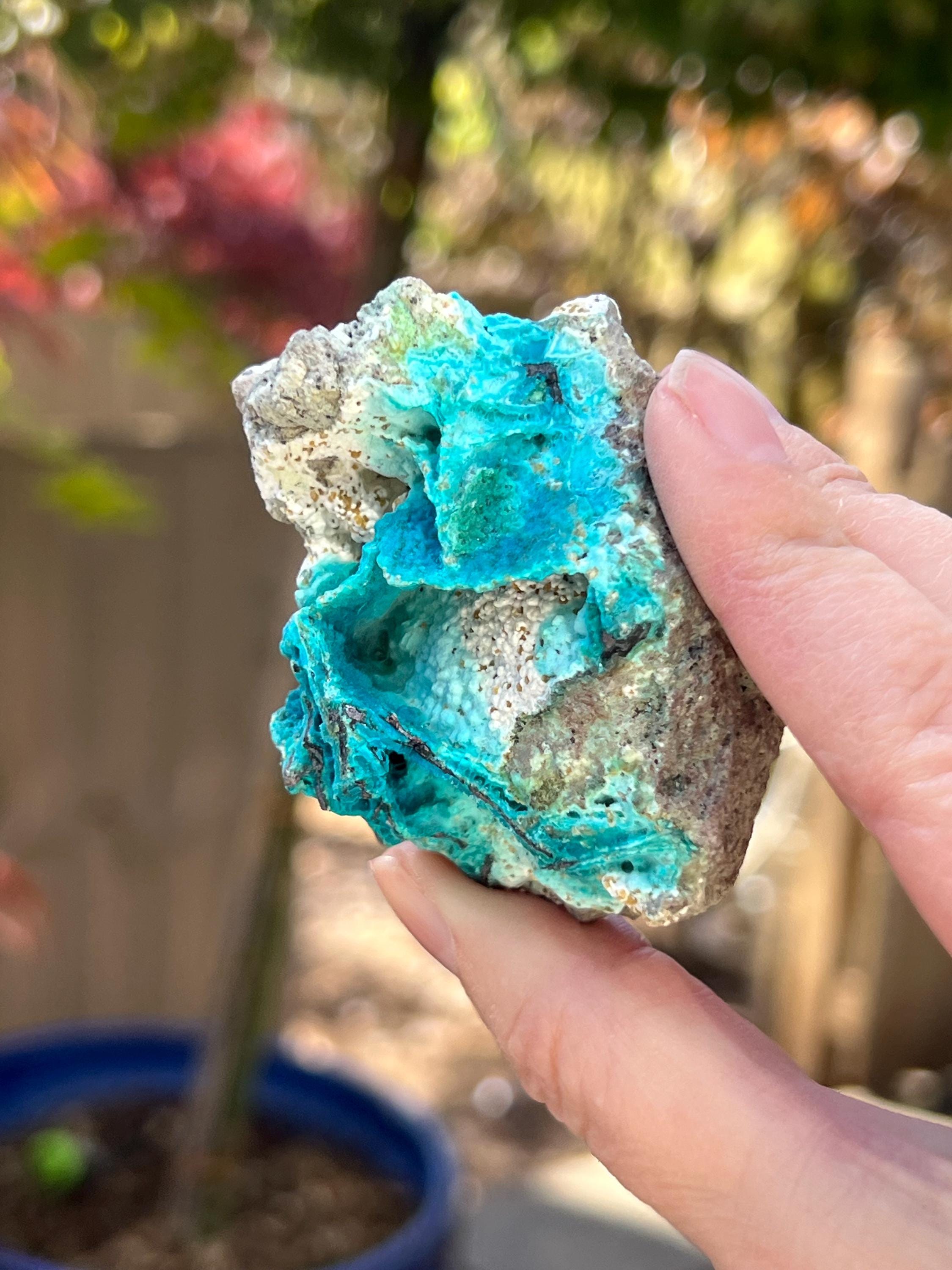 クリソコラ水晶天然未研磨原石標本（銅入り）7個 - Etsy 日本