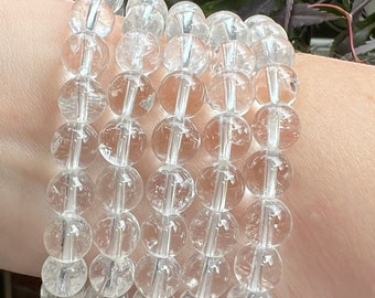 Clear Quartz Beaded Crystal Bracelet 8mm AAA+ : Master Healer / Clarity