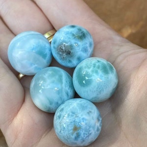 Larimar Ball Deep Blue Dolphin Stone  AAA+ : Peace / Love / Tranquility 12/14g