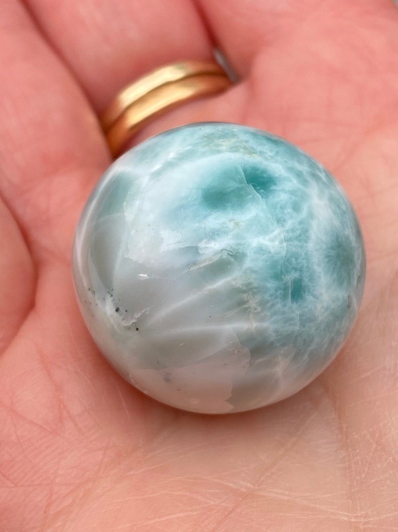 Peace Love Tranquility 50 Larimar Ball Deep Blue Dolphin Stone AAA