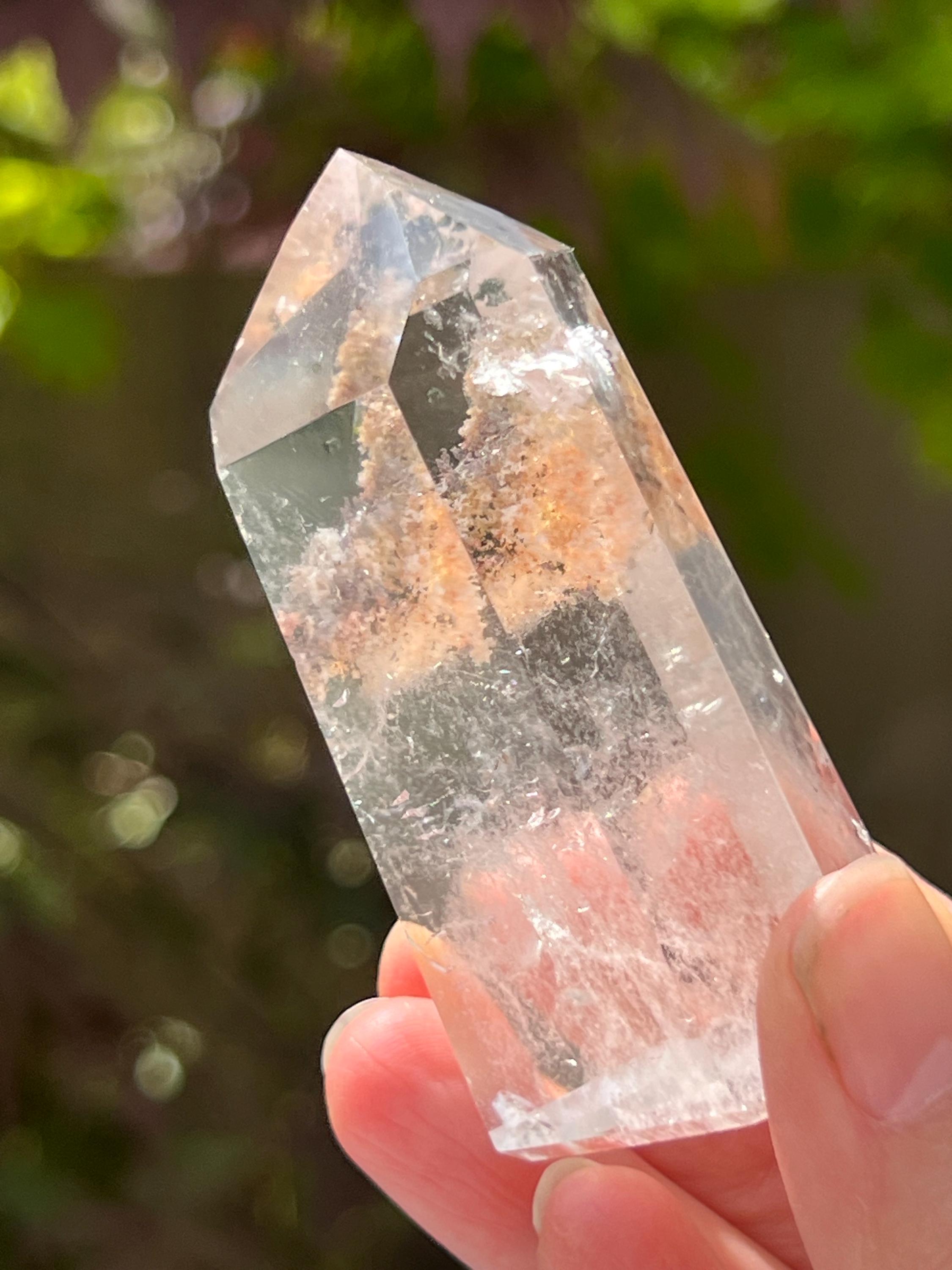 Garden Quartz / Lodolite Quartz Phantom Rainbow Point Tower AAA