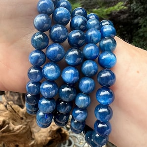Blue Kyanite Crystal Beaded Bracelet 8mm AAA+