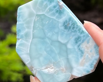 7インチF#+30 Larimar Mother of Platinum Large Larimar Slice Slab Dolphin Stone AAA+ : Peace / Love