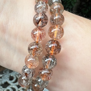Black and Gold Rutilated Quartz / Angel Hair Crystal Beaded Bracelet 8mm AAA+ : Transformation