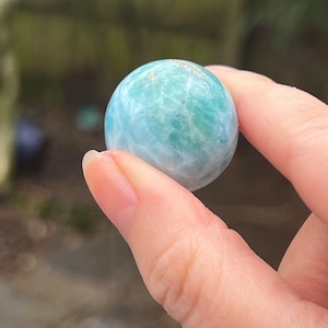 Larimar Ball Deep Blue Dolphin Stone : Peace Love Tranquility 284 26mm