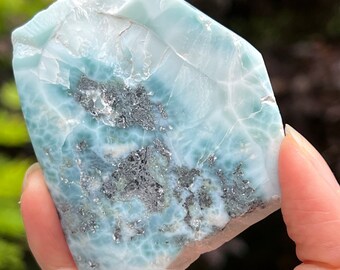 Large Larimar Slice Slab Dolphin Stone AAA+ : Peace / Love