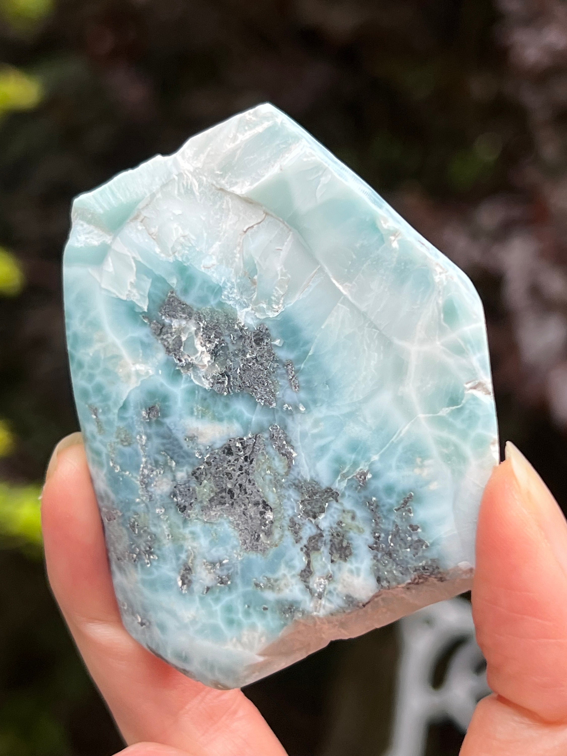 Large Larimar Slice Slab Dolphin Stone AAA+ : Peace / Love