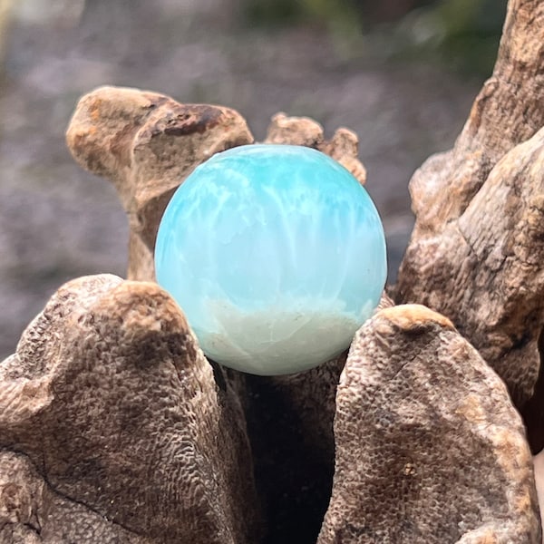 Larimar Ball Deep Blue Dolphin Stone : Peace Love Tranquility 276 24mm