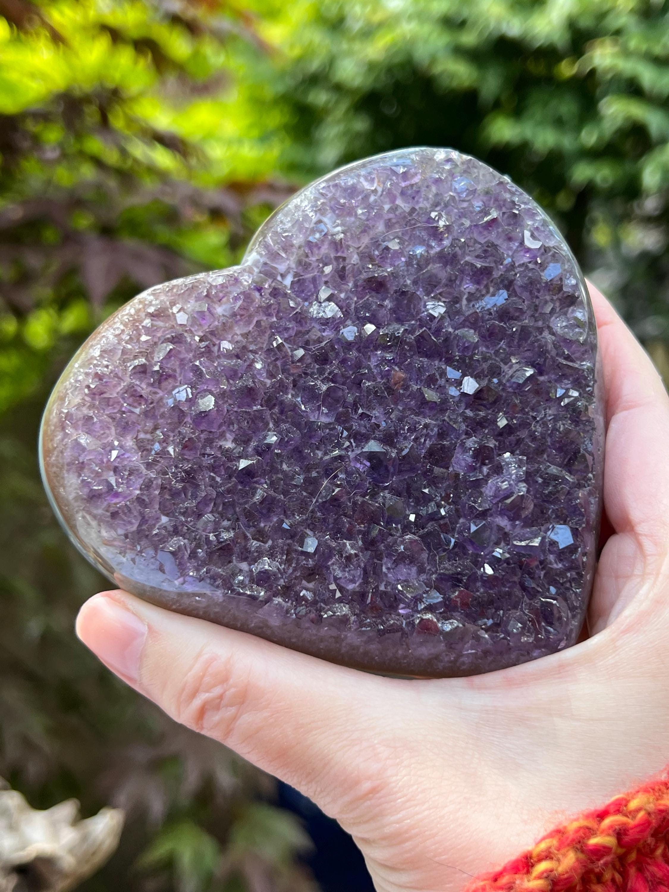 レインボーアメジスト ピンクパープルクラスター クリスタルハート