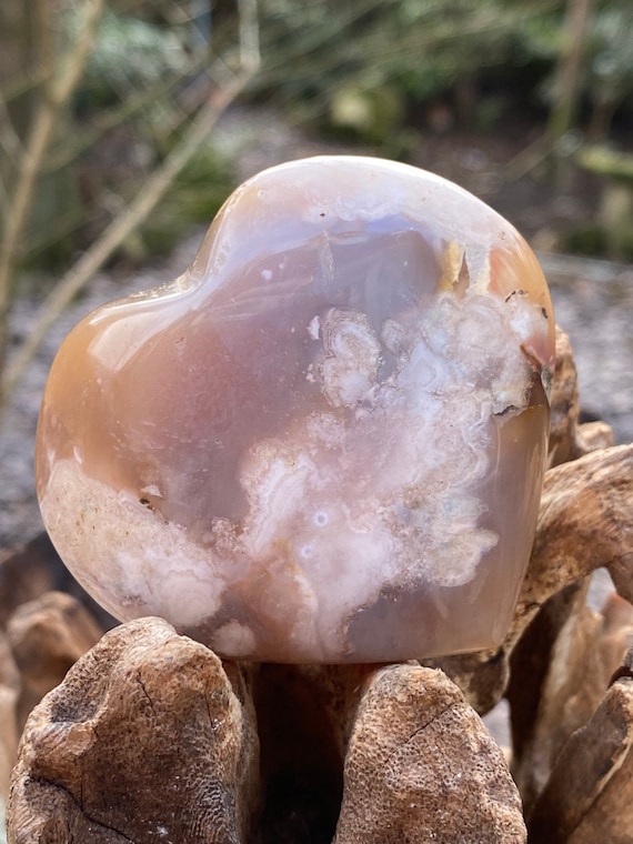 Flower Agate Cherry Blossom Plum Blossom Agate Crystal Heart 45 Etsy