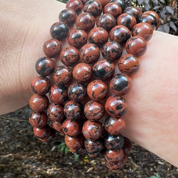 Mahogany Obsidian Crystal Beaded Bracelet 8mm AAA+