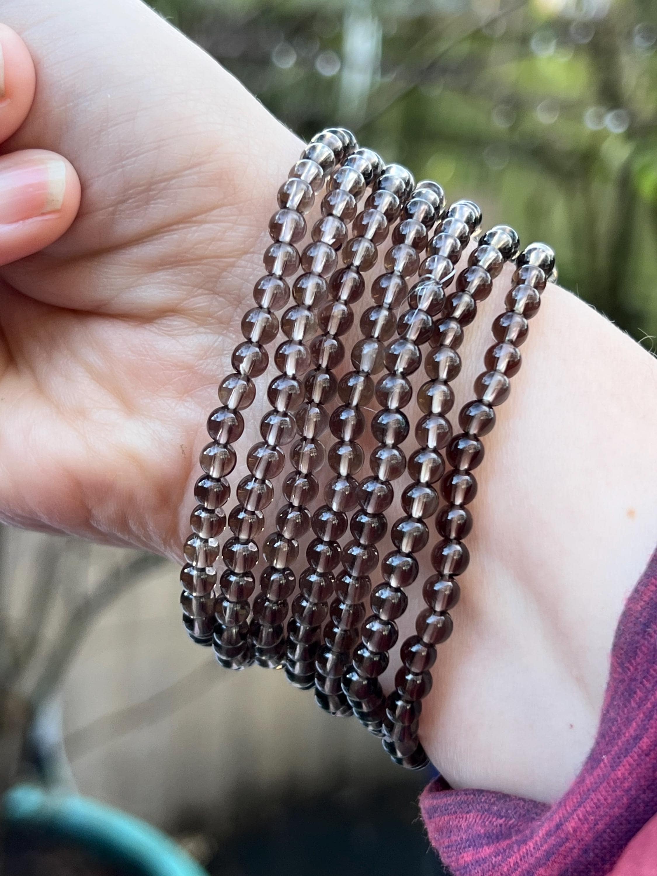 スモーキークォーツビーズブレスレット AAA+ 4 mm - Etsy 日本