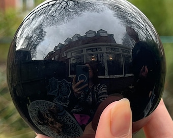 Black Obsidian Large Crystal Ball 60mm : Healing Stone for the Base Chakra / Powerful / Creative / Protective AAA+